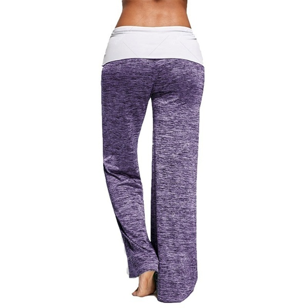 Phoenix Women's Color Block Wide Leg Palazzo Yoga Pants Middle Waist Loose Long Pants Plus Size