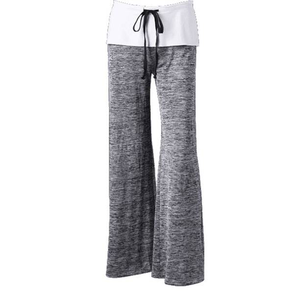 Phoenix Women's Color Block Wide Leg Palazzo Yoga Pants Middle Waist Loose Long Pants Plus Size