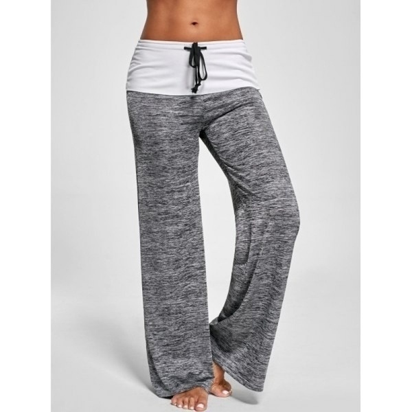 Phoenix Women's Color Block Wide Leg Palazzo Yoga Pants Middle Waist Loose Long Pants Plus Size