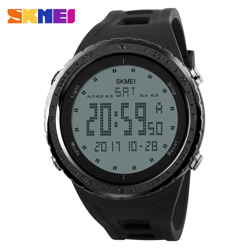 SKMEI Men Sports Watches World Time Countdown Wristwatches 50M Waterproof 3 Alarm Digital Watch