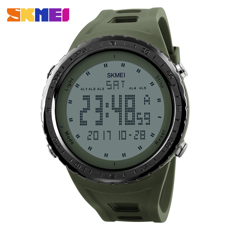 SKMEI Men Sports Watches World Time Countdown Wristwatches 50M Waterproof 3 Alarm Digital Watch