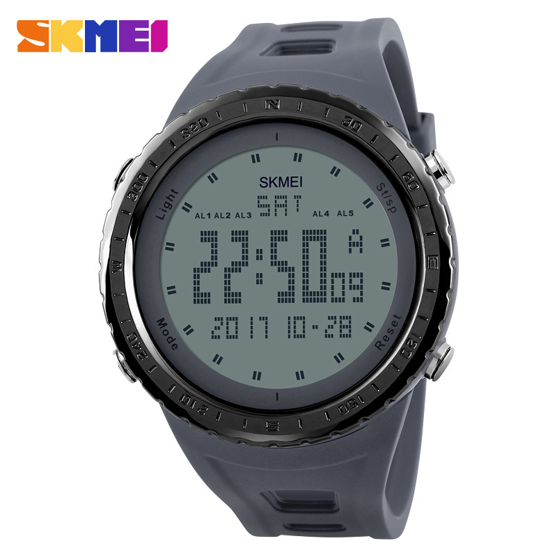 SKMEI Men Sports Watches World Time Countdown Wristwatches 50M Waterproof 3 Alarm Digital Watch