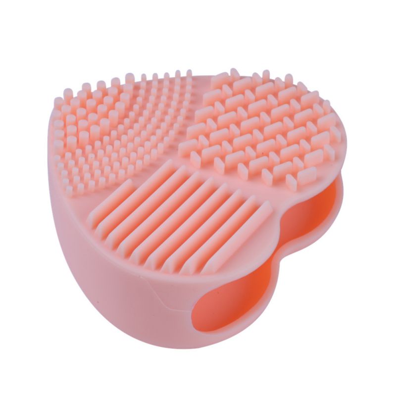 Cute Design Heart Shape Clean Make up Brushes Wash Brush Silica Glove Scrubber Board Cosmetic