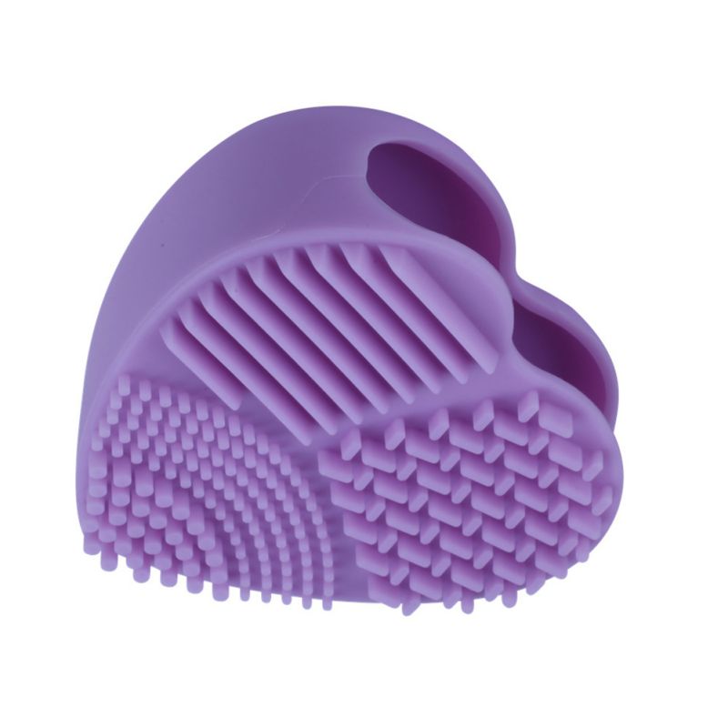Cute Design Heart Shape Clean Make up Brushes Wash Brush Silica Glove Scrubber Board Cosmetic