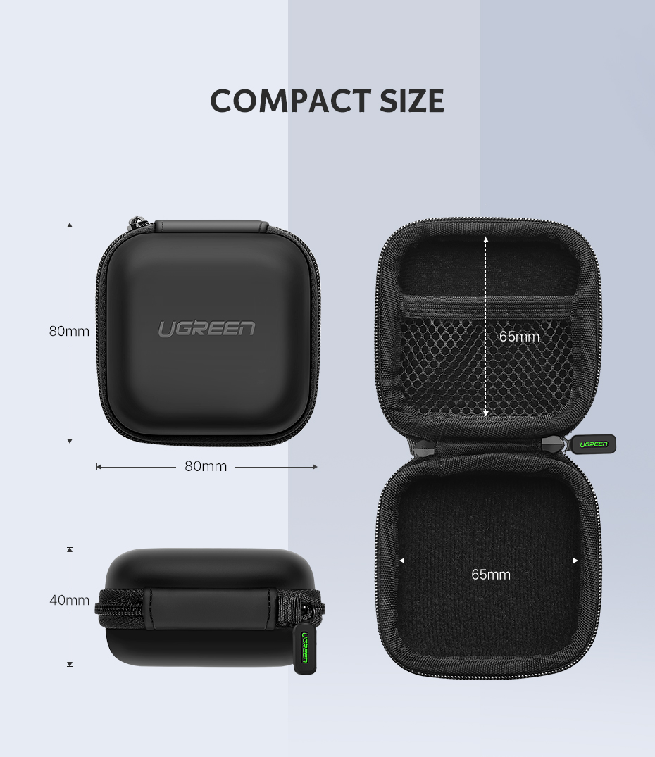 UGREEN Zipper Earphones Earbuds Carrying Bag Case Memory Card USB Cable Waterproof Organizer Box