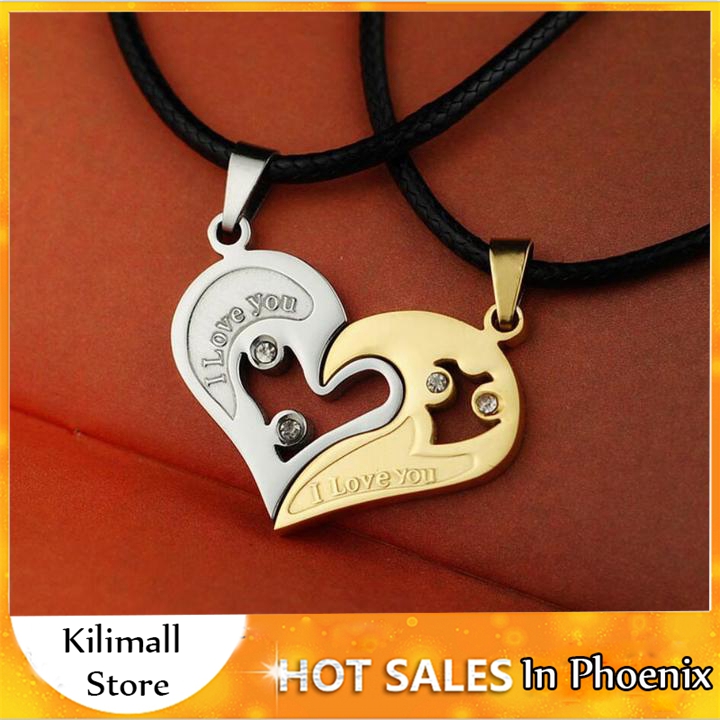 Stainless Steel Men's Fashion Accessories Lover Couple Necklace I Love You Heart-shaped Necklace