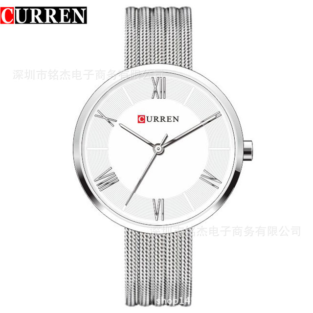 CURREN Women Watches With Steel Band Quartz Roman Scale Waterproof Watch