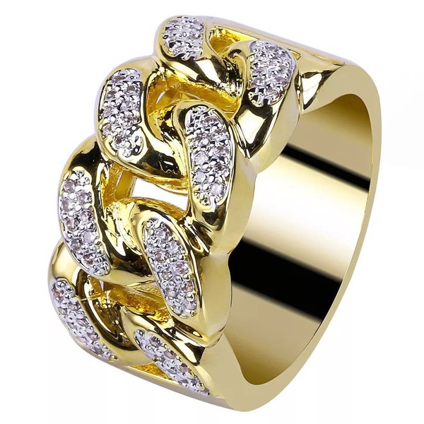 18k Gold-plated Diamond Ring Cross-border Supply European Men's Creative Watch Ring