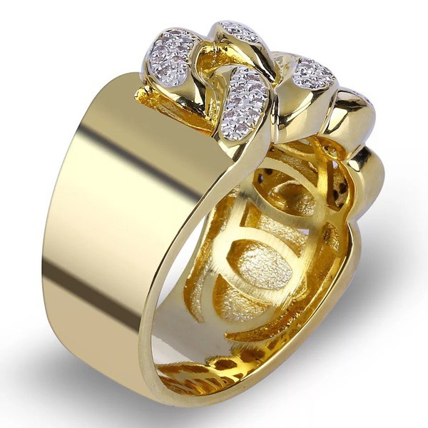 18k Gold-plated Diamond Ring Cross-border Supply European Men's Creative Watch Ring