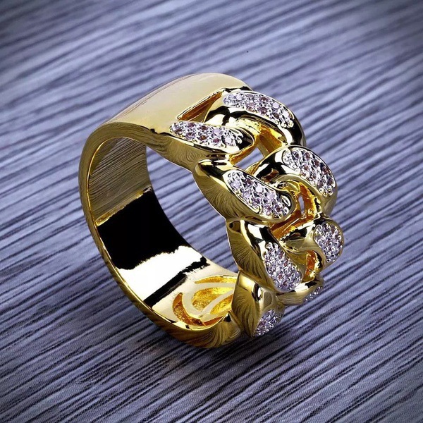 18k Gold-plated Diamond Ring Cross-border Supply European Men's Creative Watch Ring