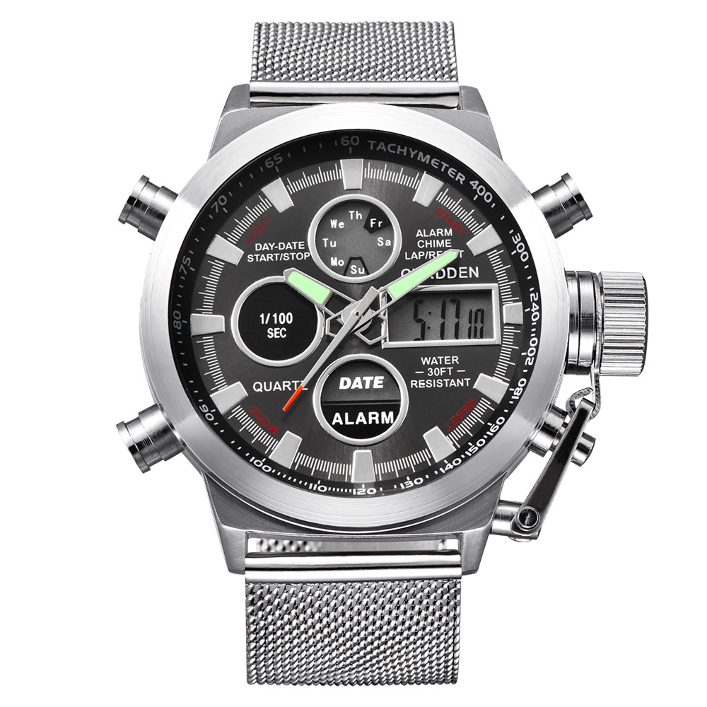 Luxury Men Watches Leather Band Japan Movt Quartz Digital  Casual LED Watch Watches
