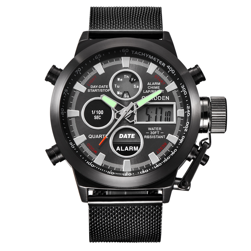 Luxury Men Watches Leather Band Japan Movt Quartz Digital  Casual LED Watch Watches