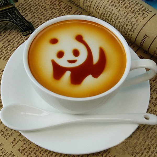 32 PCS/ Set Mixed Styles Cappuccino Latte Coffee Stencils Duster Cake Spray, Coffee DIY Art Stencils