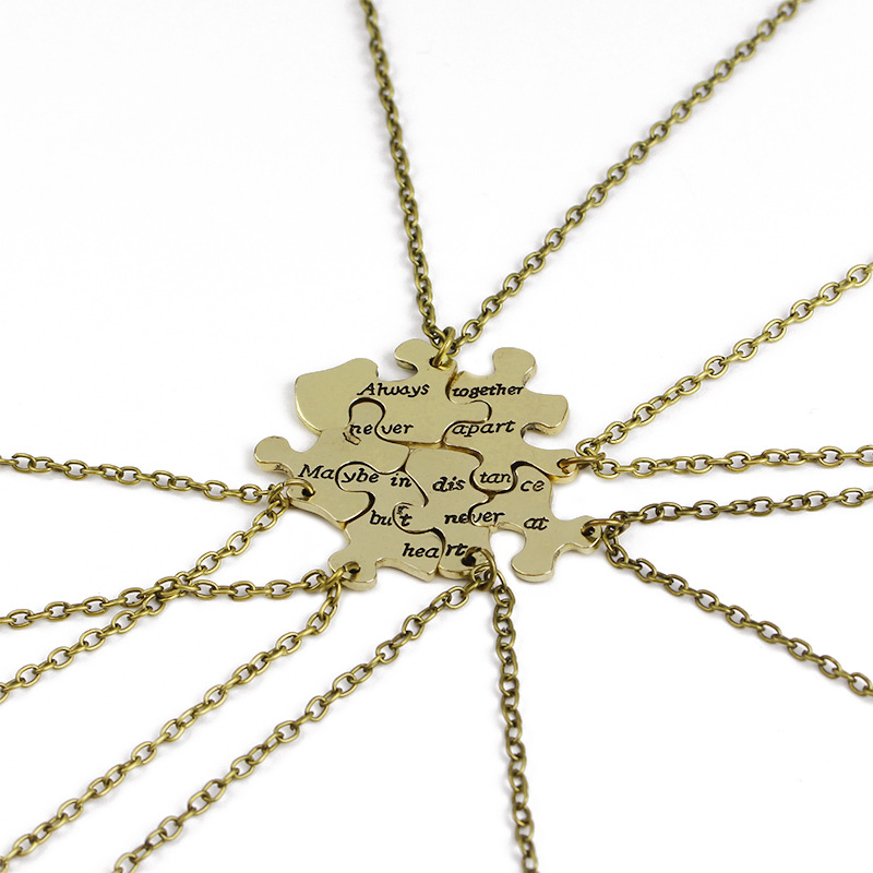 6pcs Always together Never Apart Matching Puzzle Best Friends Pendant Necklaces For 6 Friends Family
