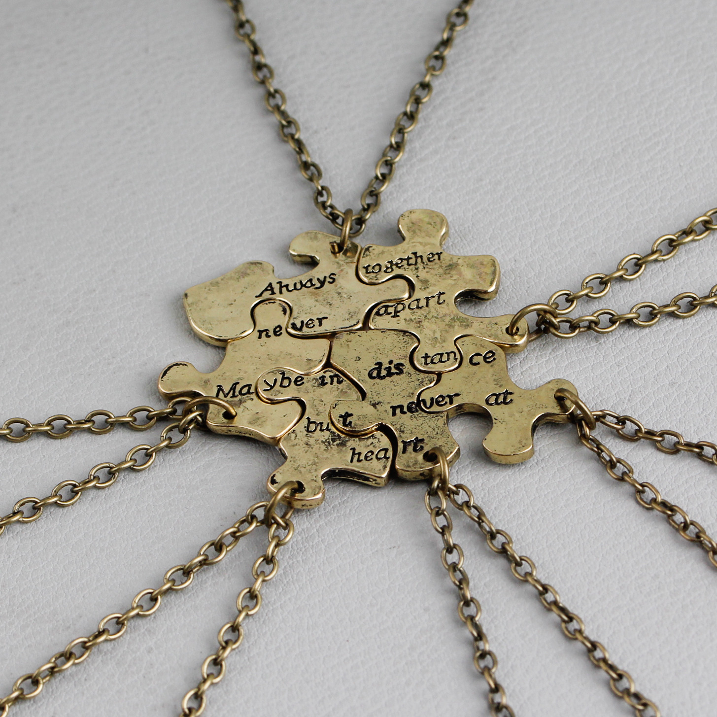 6pcs Always together Never Apart Matching Puzzle Best Friends Pendant Necklaces For 6 Friends Family
