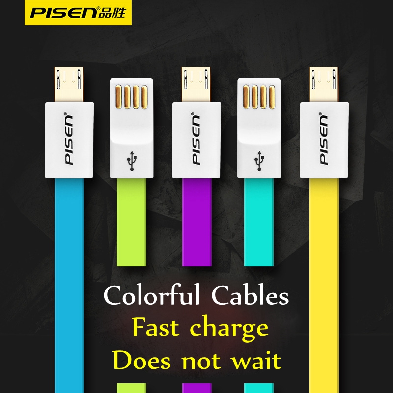 PISEN 2.4A Flat Micro USB Charging Data Cable 800mm For Cellphone Android