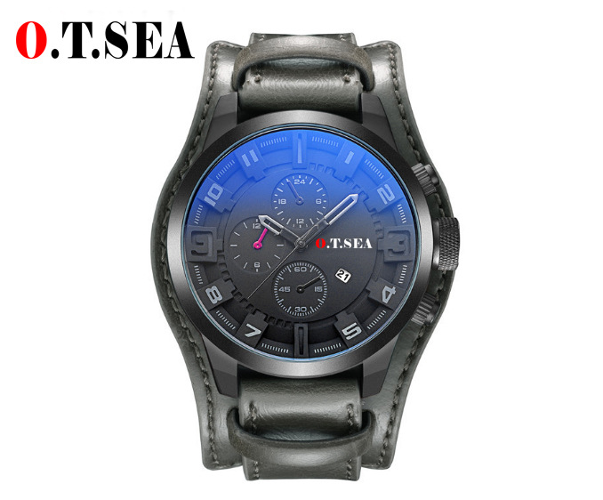 Men's Sport Brand Quartz Watch Men Wrist Watch Luxury Quartz-Watch Leather Strap Military Male Clock