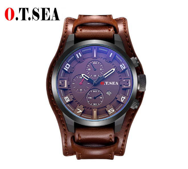 Men's Sport Brand Quartz Watch Men Wrist Watch Luxury Quartz-Watch Leather Strap Military Male Clock