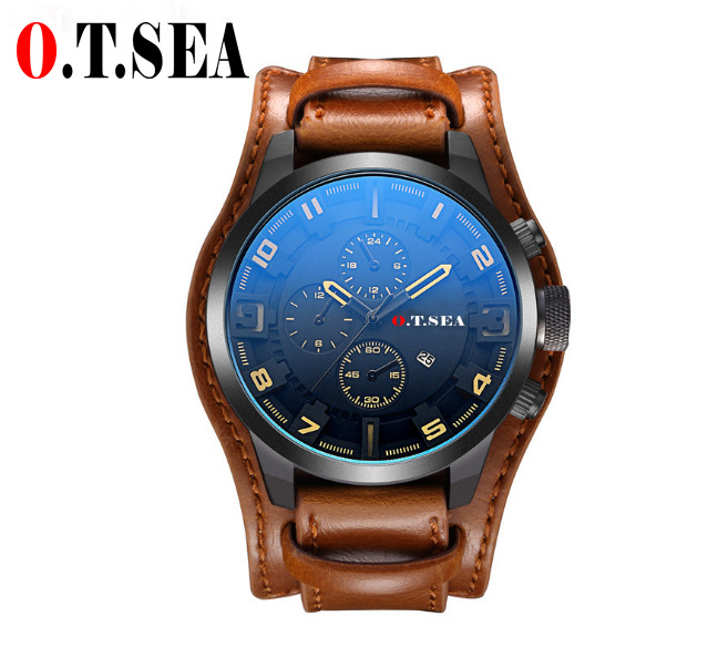 Men's Sport Brand Quartz Watch Men Wrist Watch Luxury Quartz-Watch Leather Strap Military Male Clock