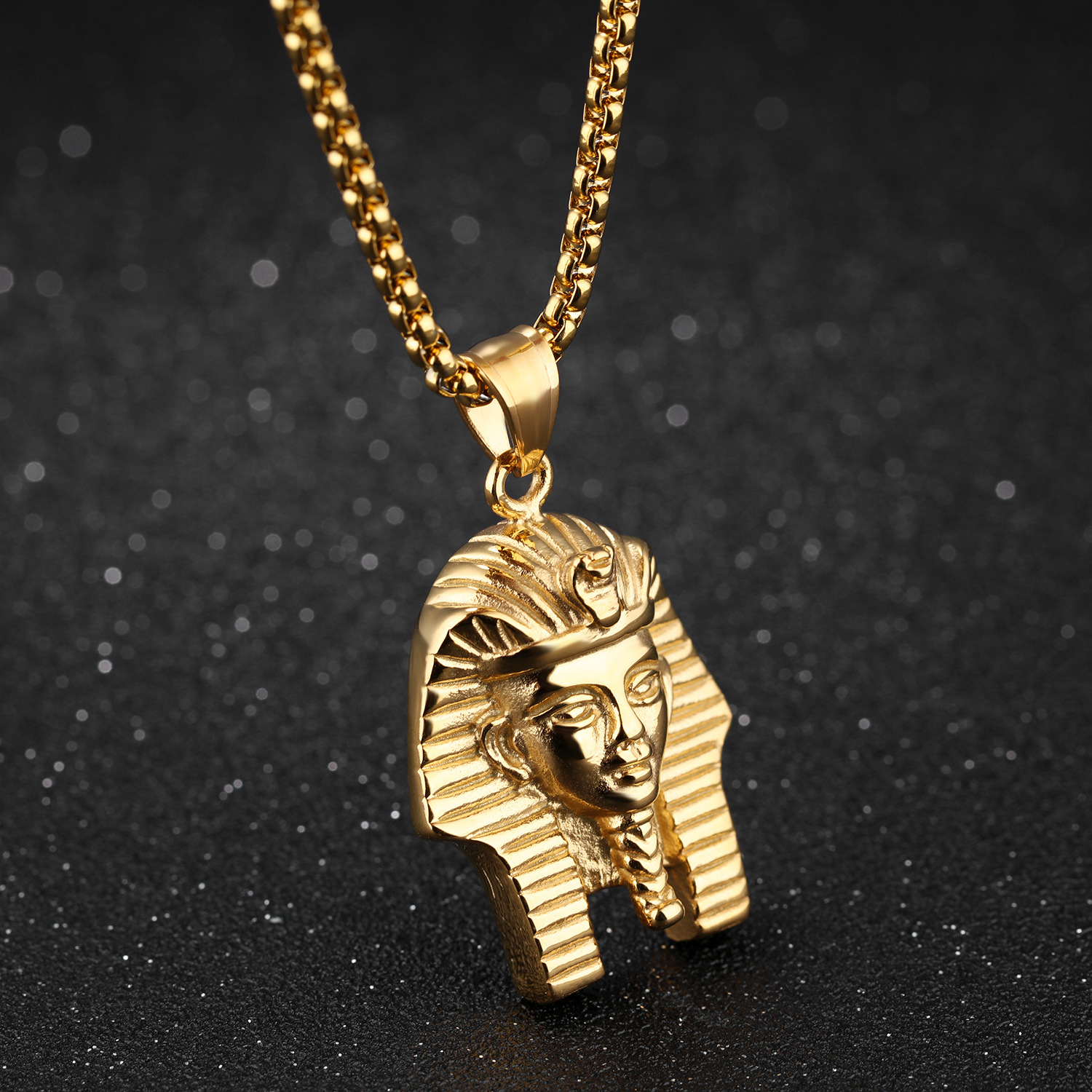 Glorystar Egyptian Pharaoh Necklace Jewellery Male Fashion Creative Dominance Symbol Head Necklace