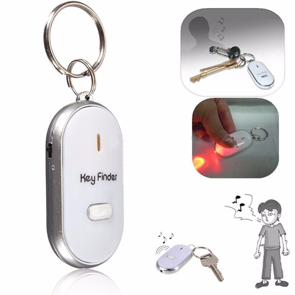 2PCS LED Key Finder Locator Keychain Find Lost Keys Whistle Sound Control