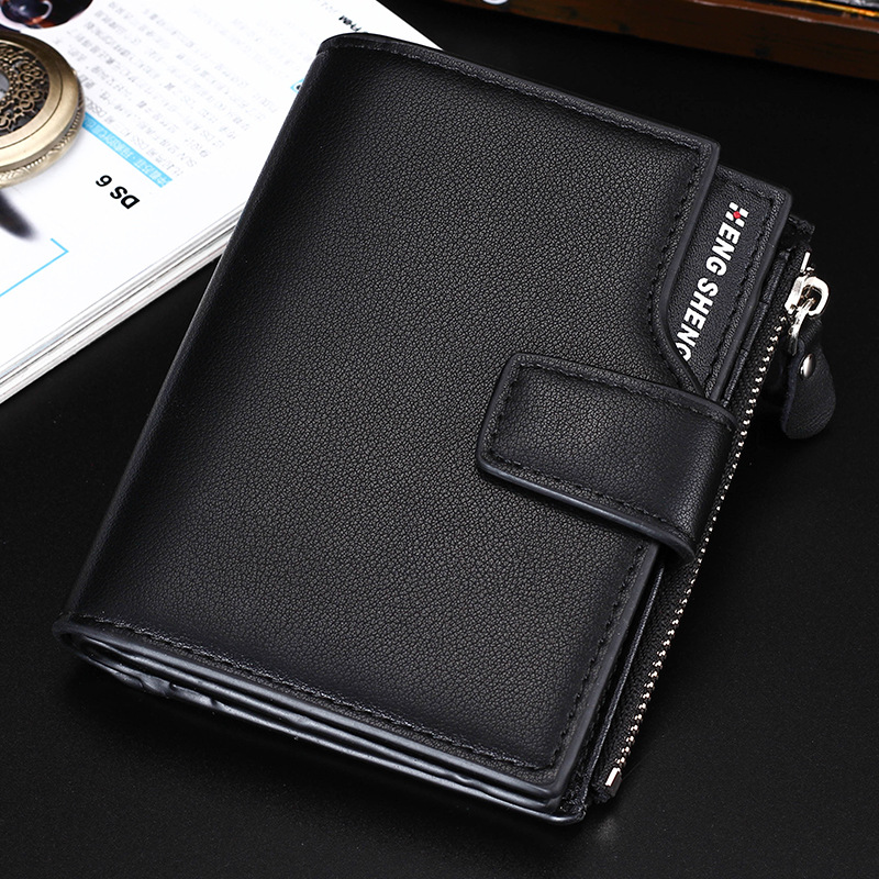 Men's Business Leisur MenWallets Multi-functional Leather Clip Zipper With Three-fold Card Pocket