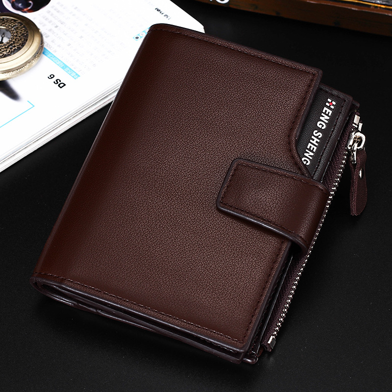 Men's Business Leisur MenWallets Multi-functional Leather Clip Zipper With Three-fold Card Pocket