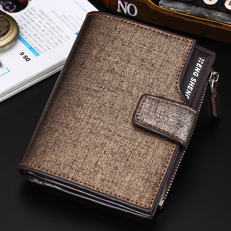 Men's Business Leisur MenWallets Multi-functional Leather Clip Zipper With Three-fold Card Pocket