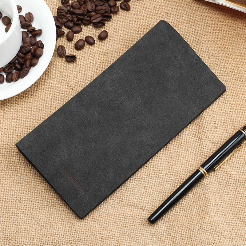 Leather Multifunction Long Retro Ultra-thin Frosted Wallet  Zipper Pocket Purse Card Holder Wallet