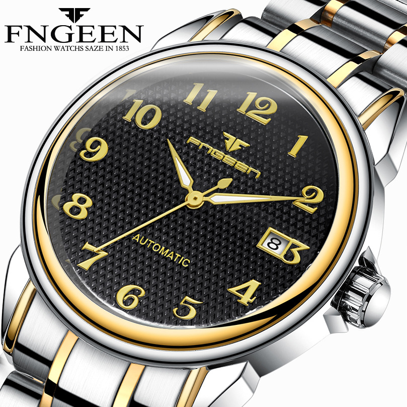 FNGEEN Wrist Watch Men Male Luxury Quartz Stainless Steel Wristwatches Gentlemen Valentines Gift