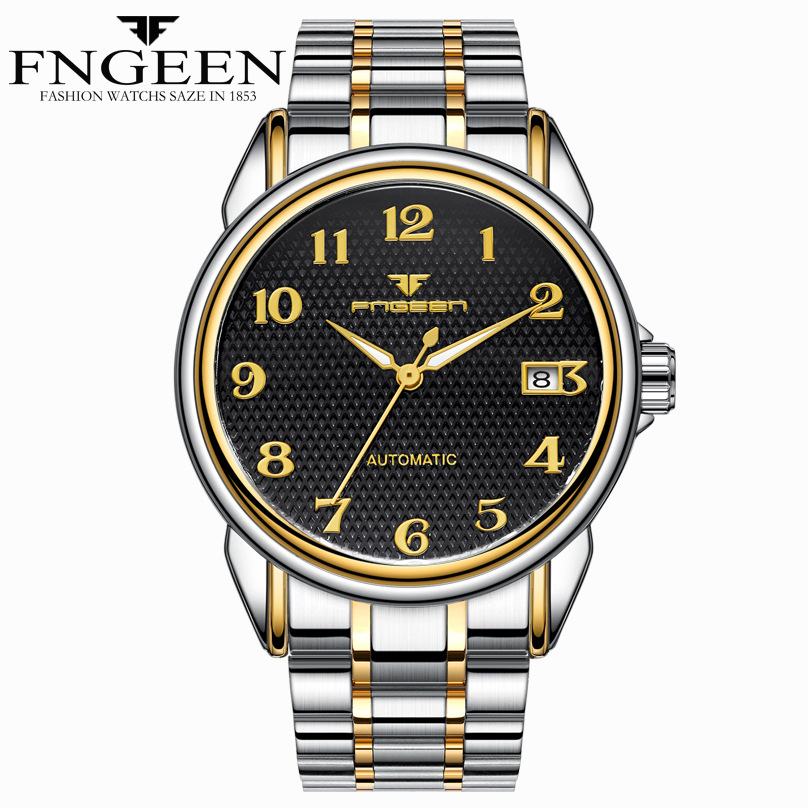 FNGEEN Wrist Watch Men Male Luxury Quartz Stainless Steel Wristwatches Gentlemen Valentines Gift