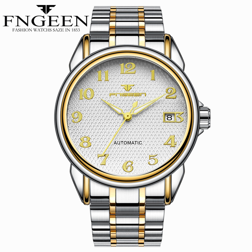FNGEEN Wrist Watch Men Male Luxury Quartz Stainless Steel Wristwatches Gentlemen Valentines Gift