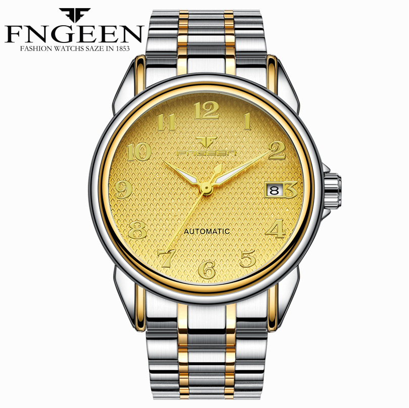 FNGEEN Wrist Watch Men Male Luxury Quartz Stainless Steel Wristwatches Gentlemen Valentines Gift