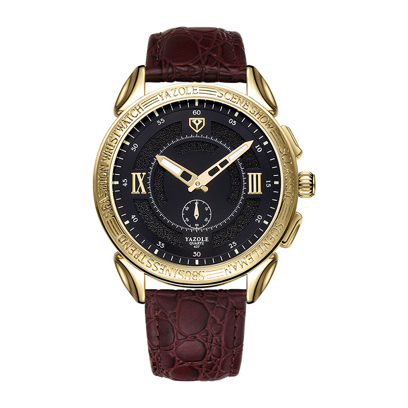 YAZOLE Men Watches Quartz Two-pin Half-European Quartz Watch Non-mechanical Watch Tide Watch