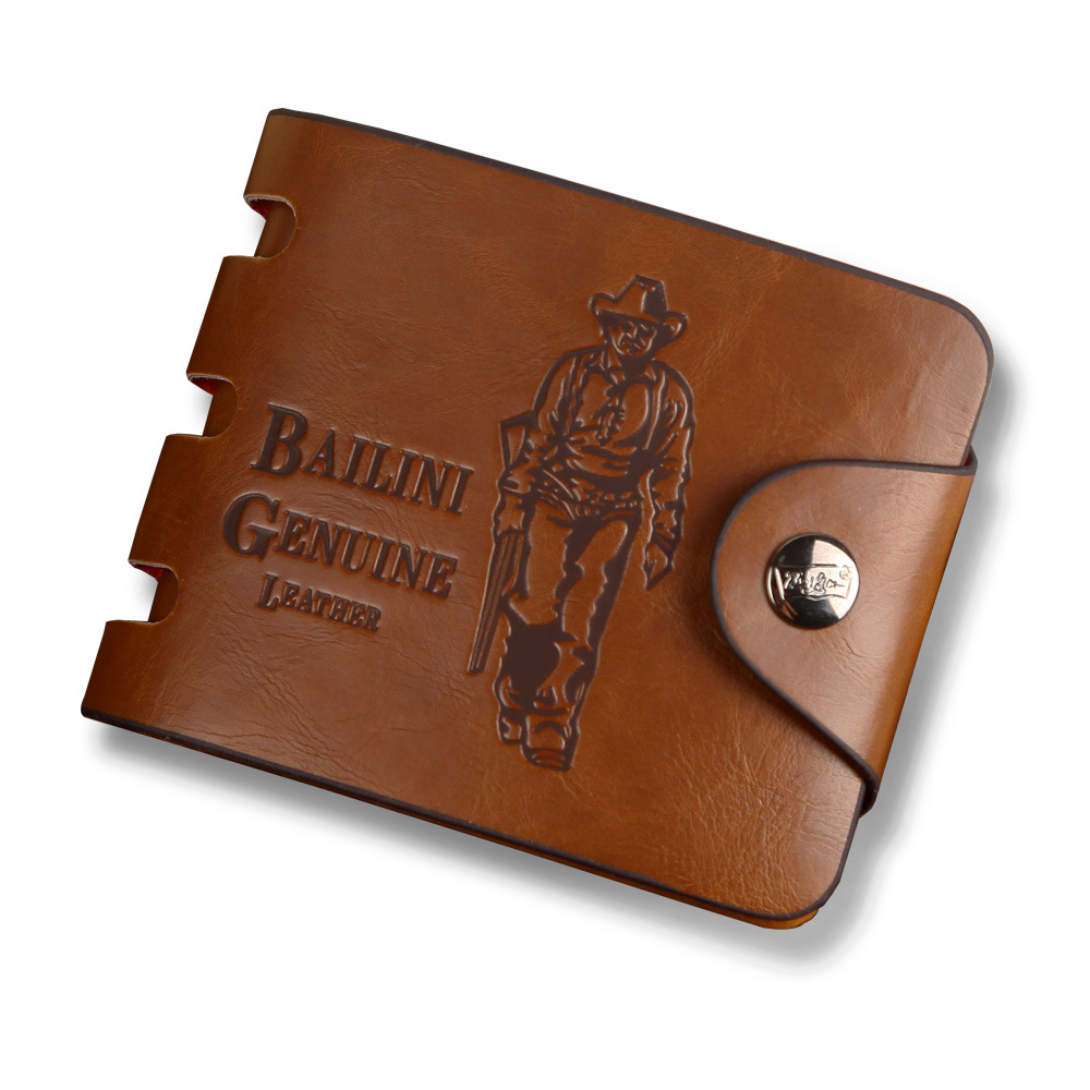 HENGSHENG Men's Short Wallet Vintage Hunter Wallet Large Capacity Buckle Wallet