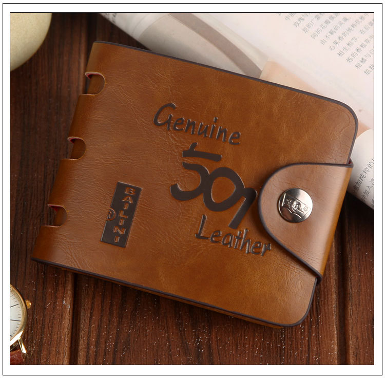 HENGSHENG Men's Short Wallet Vintage Hunter Wallet Large Capacity Buckle Wallet
