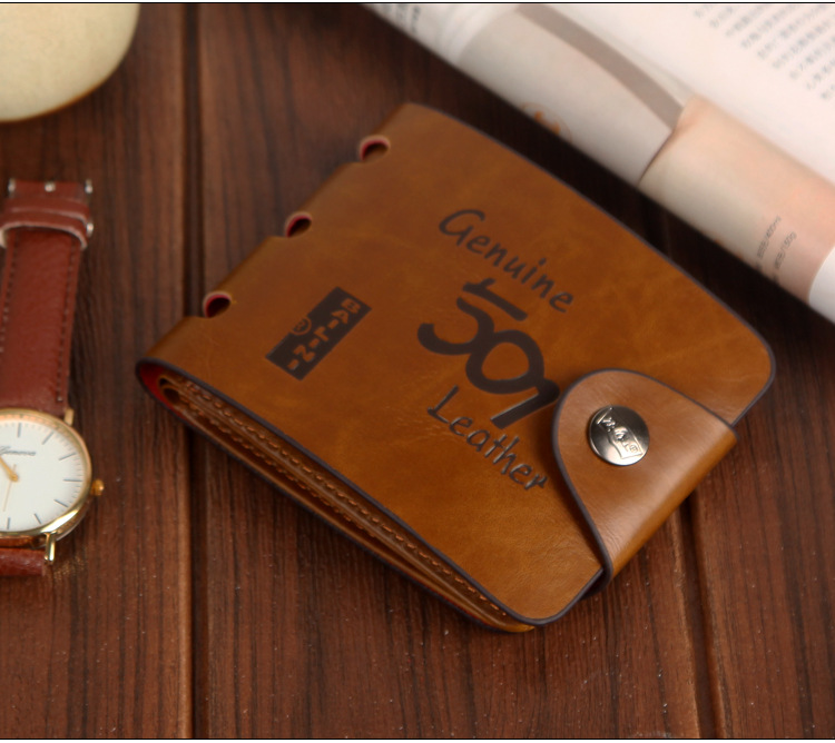 HENGSHENG Men's Short Wallet Vintage Hunter Wallet Large Capacity Buckle Wallet