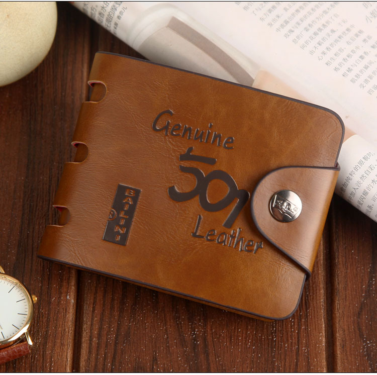 HENGSHENG Men's Short Wallet Vintage Hunter Wallet Large Capacity Buckle Wallet