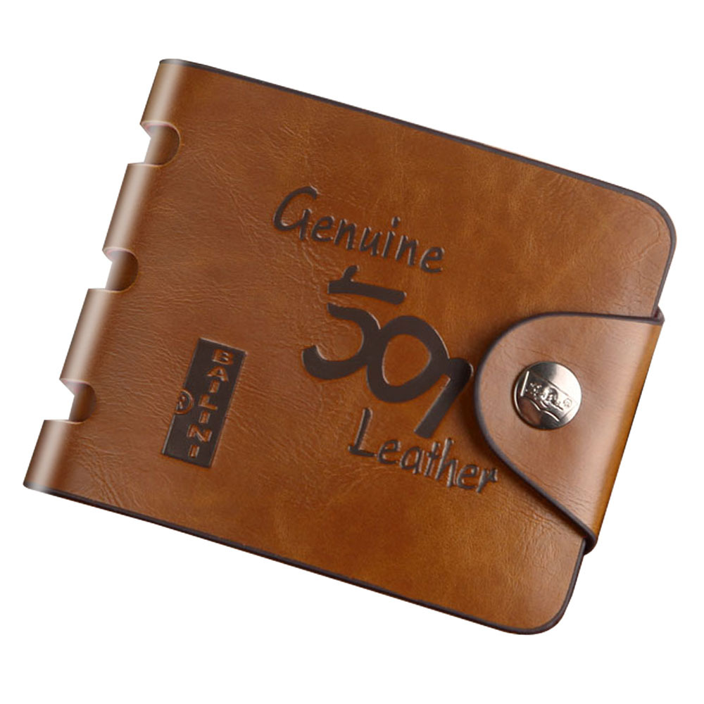 HENGSHENG Men's Short Wallet Vintage Hunter Wallet Large Capacity Buckle Wallet