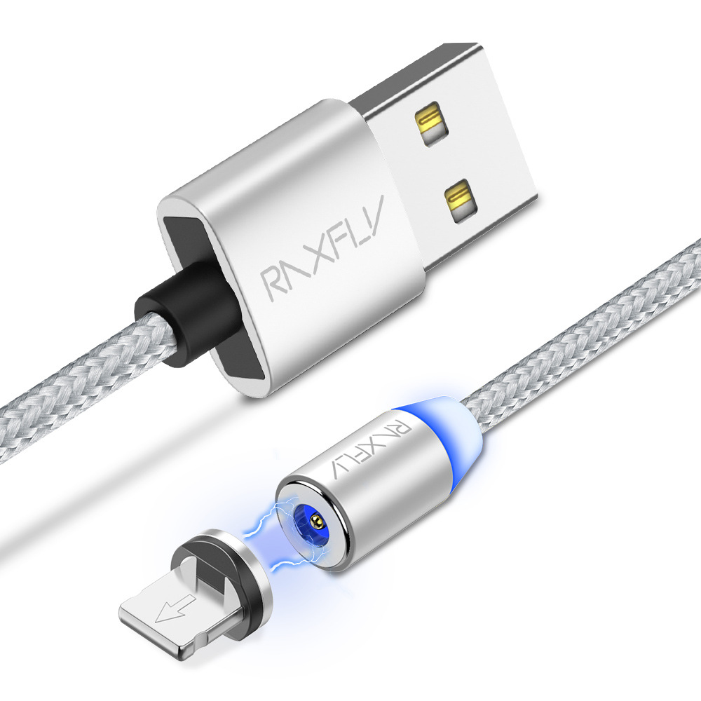 RAXFLY Magnetic 3 IN1 Data Line 360 Degree Round Head for Apple type-c Android Fast Charge Data Line