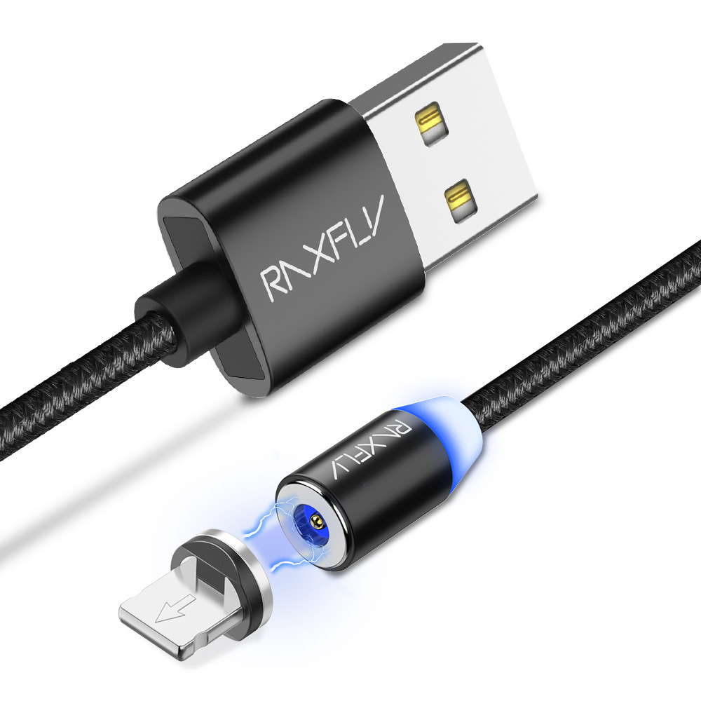 RAXFLY Magnetic 3 IN1 Data Line 360 Degree Round Head for Apple type-c Android Fast Charge Data Line