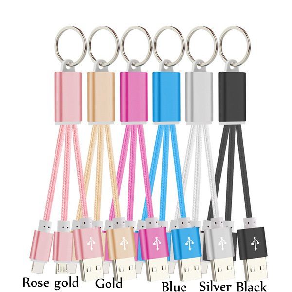 Dual-head Mobile Phone Charging Data Cable Keychains Nylon Charger Micro USB