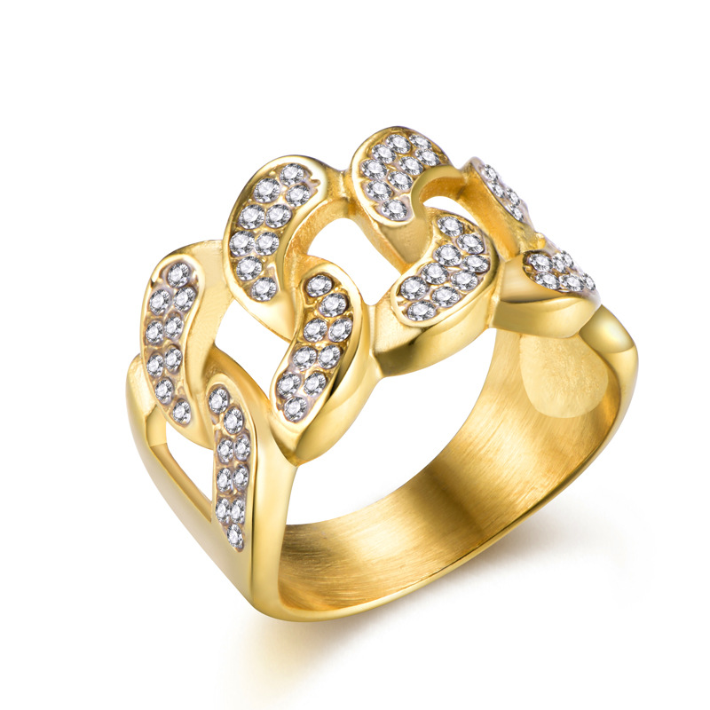 Men's Fashion Iced Out Stone Hand Chain With Ring Jewellery Cuban Gold Hand Chain And Ring