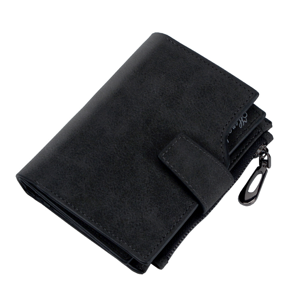 HENGSHENG Women's Short Wallet Candy Color Button Wallet Multi-card Coin Purse Frosted Zipper Bag