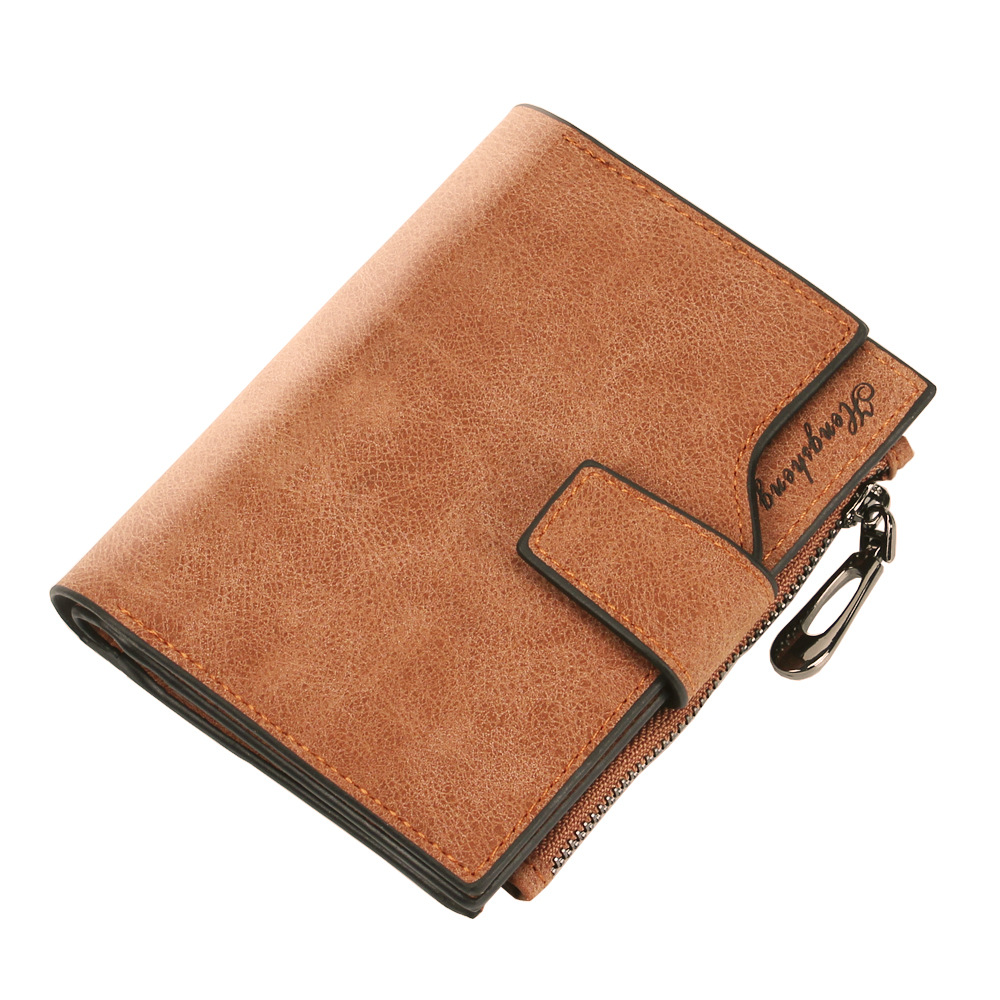 HENGSHENG Women's Short Wallet Candy Color Button Wallet Multi-card Coin Purse Frosted Zipper Bag
