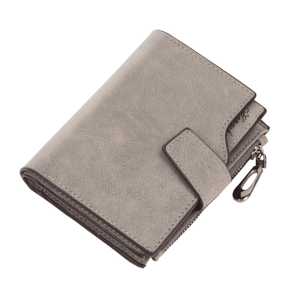 HENGSHENG Women's Short Wallet Candy Color Button Wallet Multi-card Coin Purse Frosted Zipper Bag