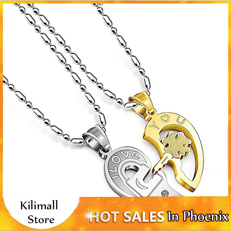1pair Fashion Best Couple Chain Necklaces Pendant Lover Valentine's Gift