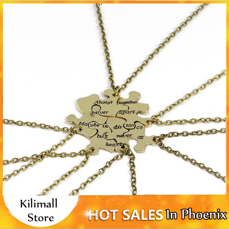 6pcs Always together Never Apart Matching Puzzle Best Friends Pendant Necklaces For 6 Friends Family