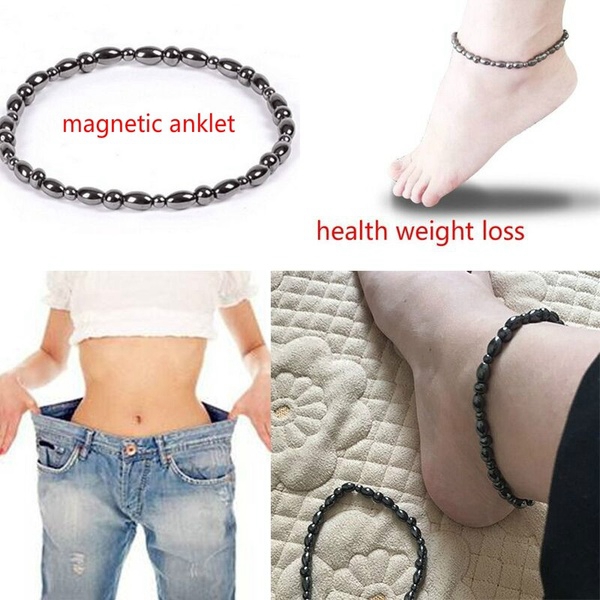 1pc Black Stone Hematite Magnetic Anklet Weight Loss Ankle Bracelet Unisex Health Care Jewelry