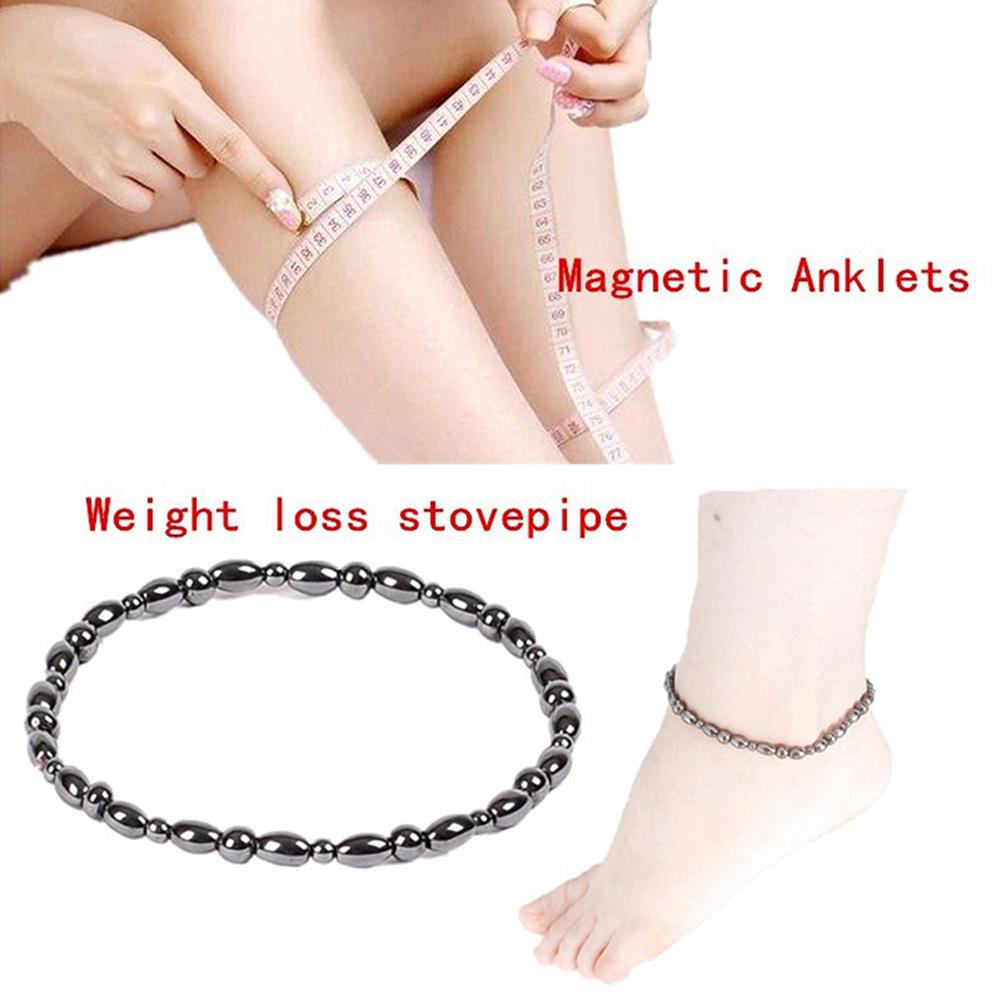1pc Black Stone Hematite Magnetic Anklet Weight Loss Ankle Bracelet Unisex Health Care Jewelry